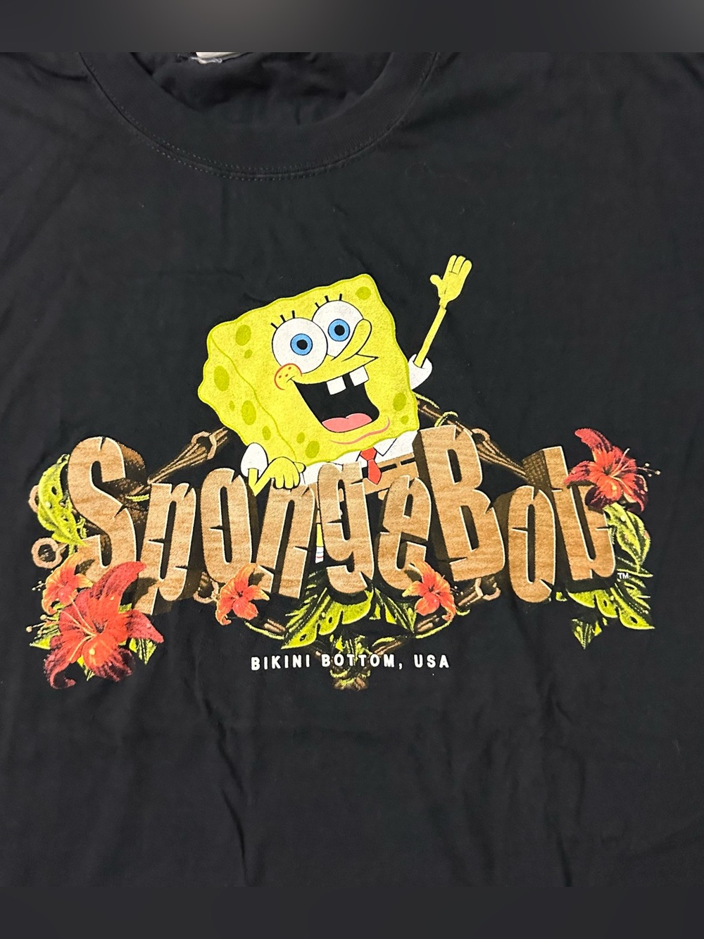 Vintage Nickelodeon SpongeBob T Shirt Adult XL Black 2002 Y2K retro